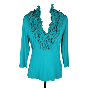 Kay Celine green ruffle top